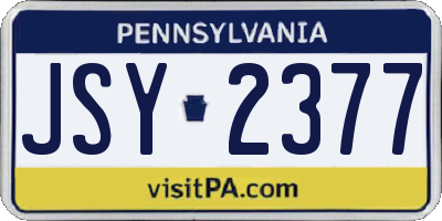 PA license plate JSY2377
