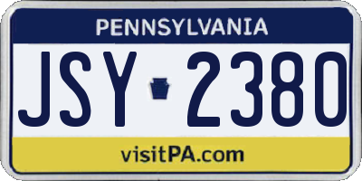 PA license plate JSY2380