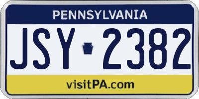 PA license plate JSY2382