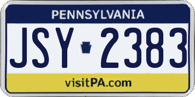 PA license plate JSY2383