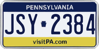 PA license plate JSY2384