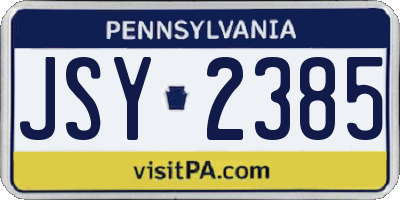 PA license plate JSY2385