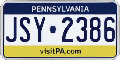 PA license plate JSY2386