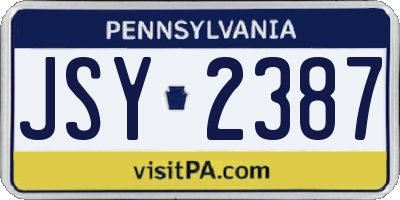 PA license plate JSY2387