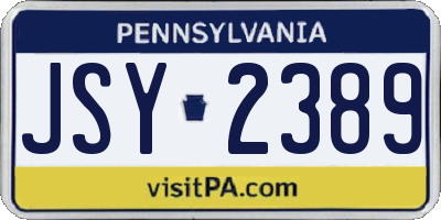 PA license plate JSY2389