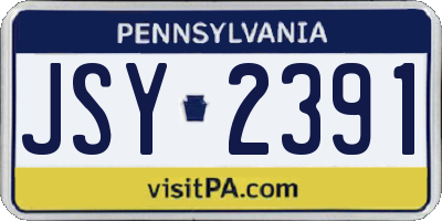 PA license plate JSY2391