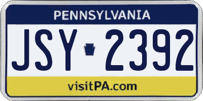 PA license plate JSY2392