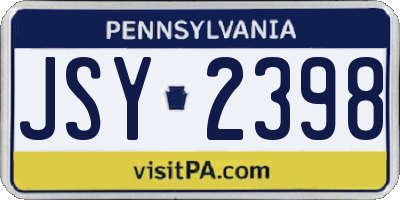 PA license plate JSY2398
