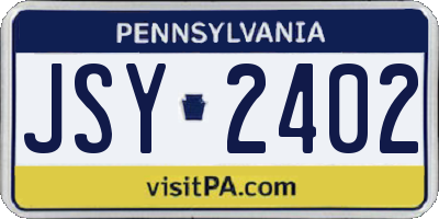PA license plate JSY2402