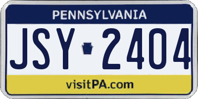 PA license plate JSY2404