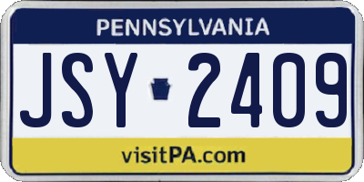 PA license plate JSY2409