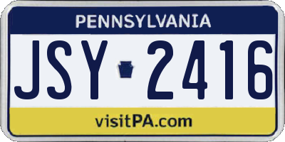 PA license plate JSY2416