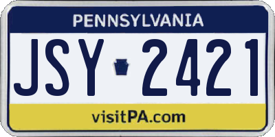 PA license plate JSY2421