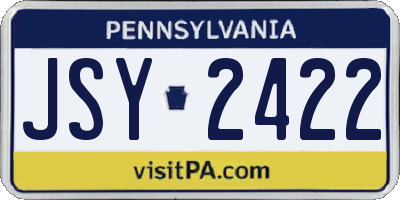 PA license plate JSY2422