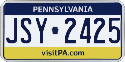 PA license plate JSY2425