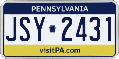 PA license plate JSY2431