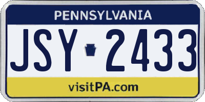 PA license plate JSY2433
