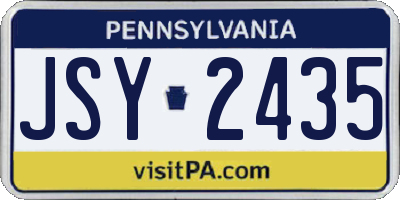 PA license plate JSY2435