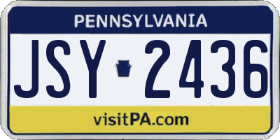 PA license plate JSY2436