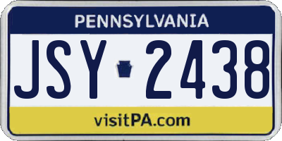 PA license plate JSY2438