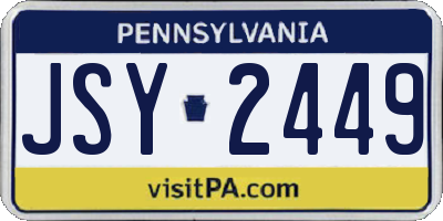 PA license plate JSY2449