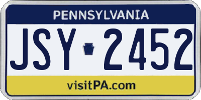 PA license plate JSY2452