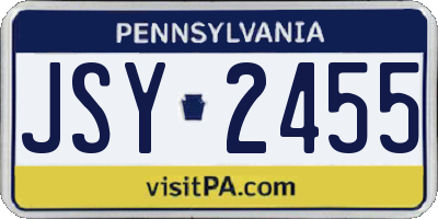 PA license plate JSY2455