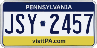 PA license plate JSY2457