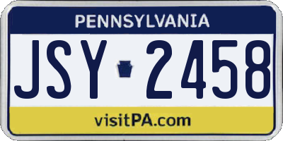 PA license plate JSY2458