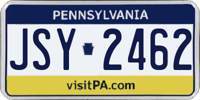 PA license plate JSY2462