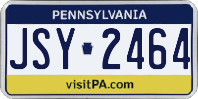 PA license plate JSY2464