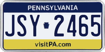 PA license plate JSY2465