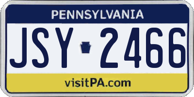 PA license plate JSY2466