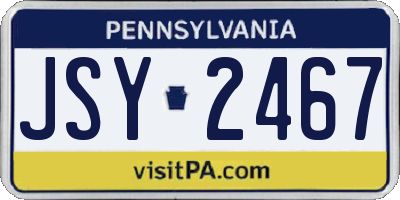PA license plate JSY2467