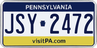 PA license plate JSY2472