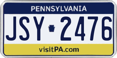 PA license plate JSY2476