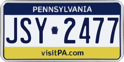 PA license plate JSY2477