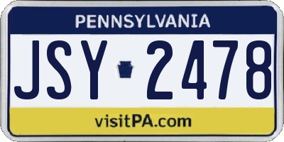 PA license plate JSY2478