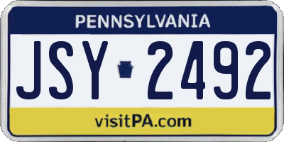 PA license plate JSY2492