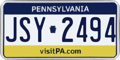 PA license plate JSY2494