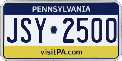 PA license plate JSY2500