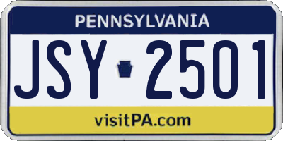 PA license plate JSY2501