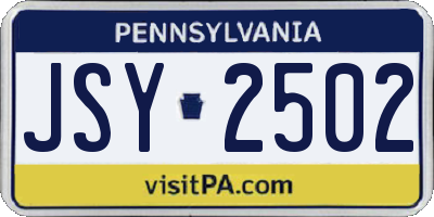 PA license plate JSY2502