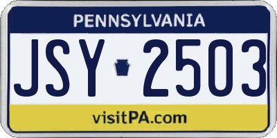PA license plate JSY2503