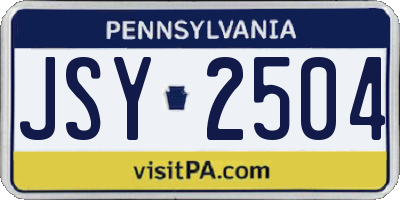 PA license plate JSY2504