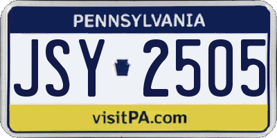 PA license plate JSY2505