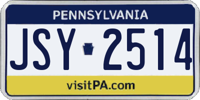 PA license plate JSY2514