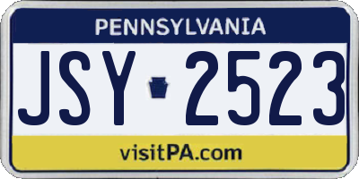 PA license plate JSY2523