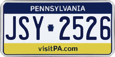 PA license plate JSY2526