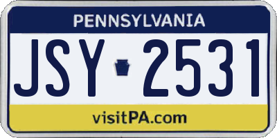 PA license plate JSY2531